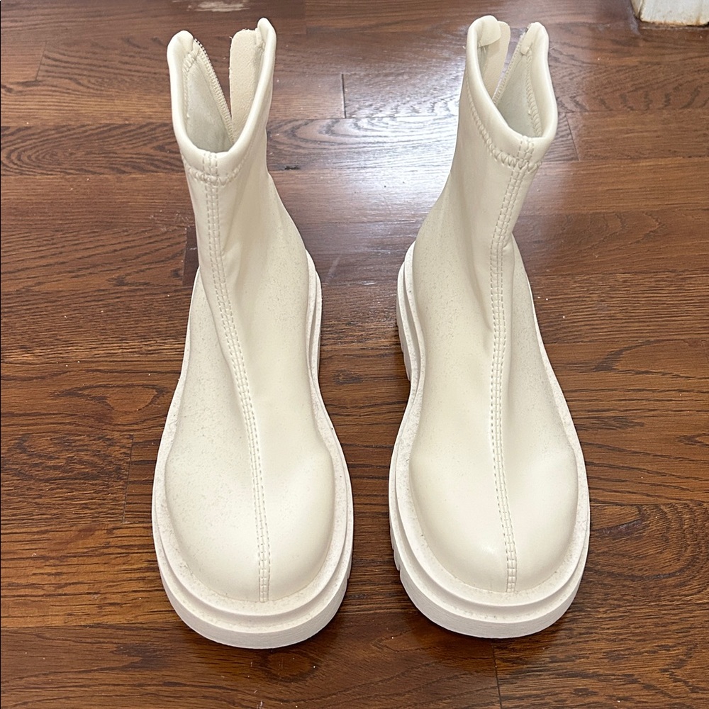 Elegant Cream Ankle Boots